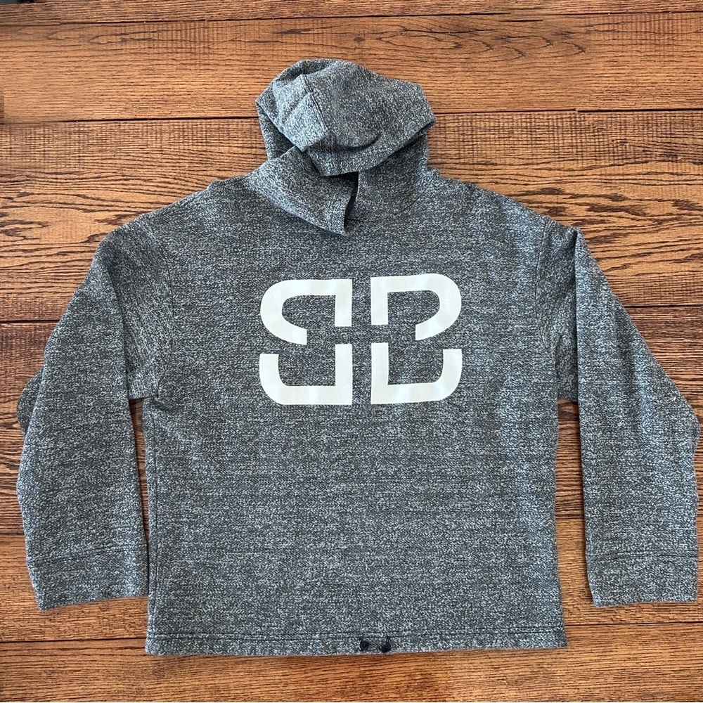 Birdiebee Hoodie Made in USA Athleisure Lounge Gray Logo Pullover Womens Large